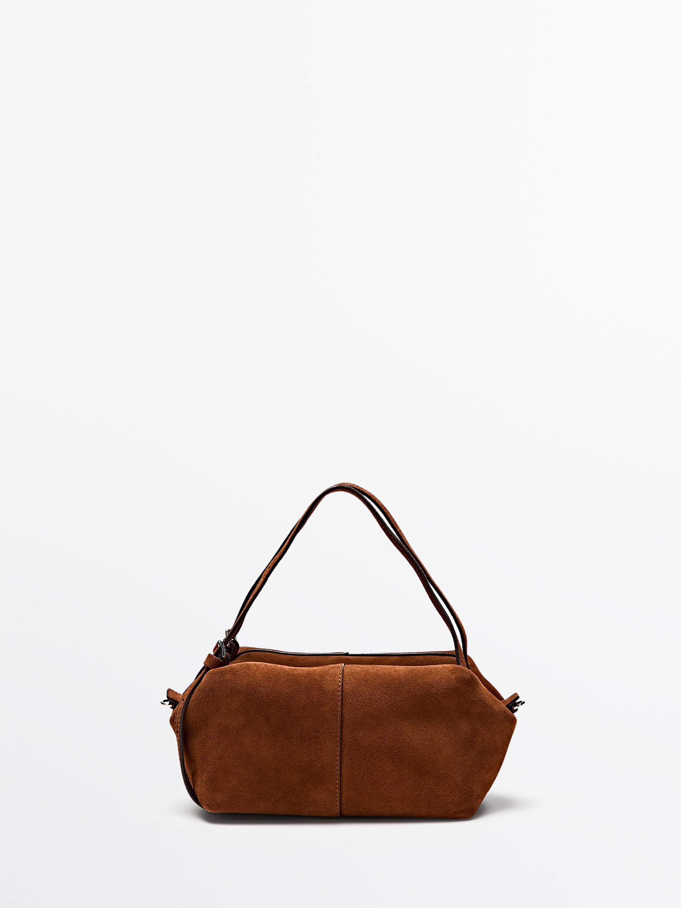 Split leather mini satchel bag